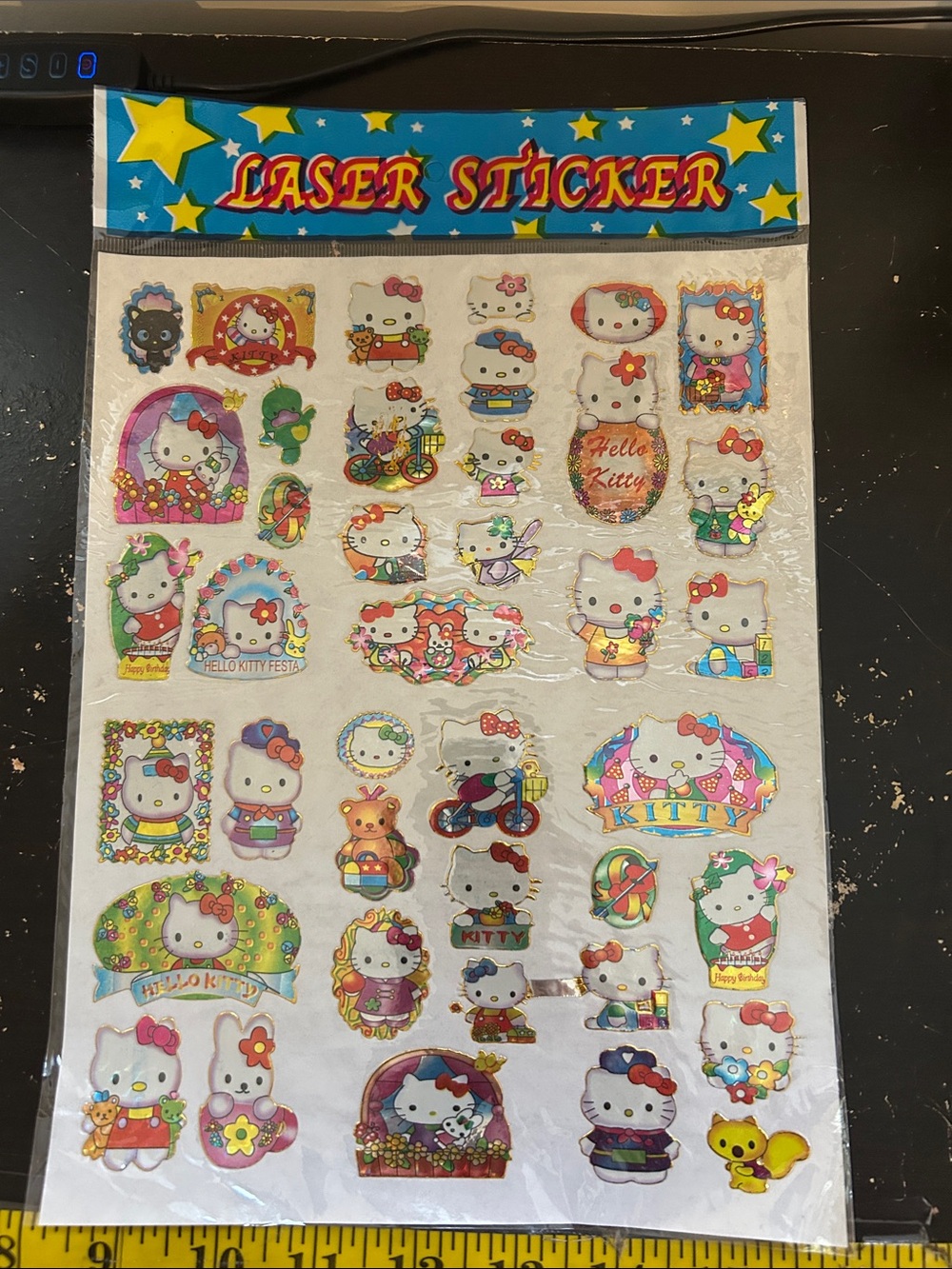 Vintage Hello Kitty‎ Laser Sticker Sheet Rare Kawaii Sanrio 90s Y2K